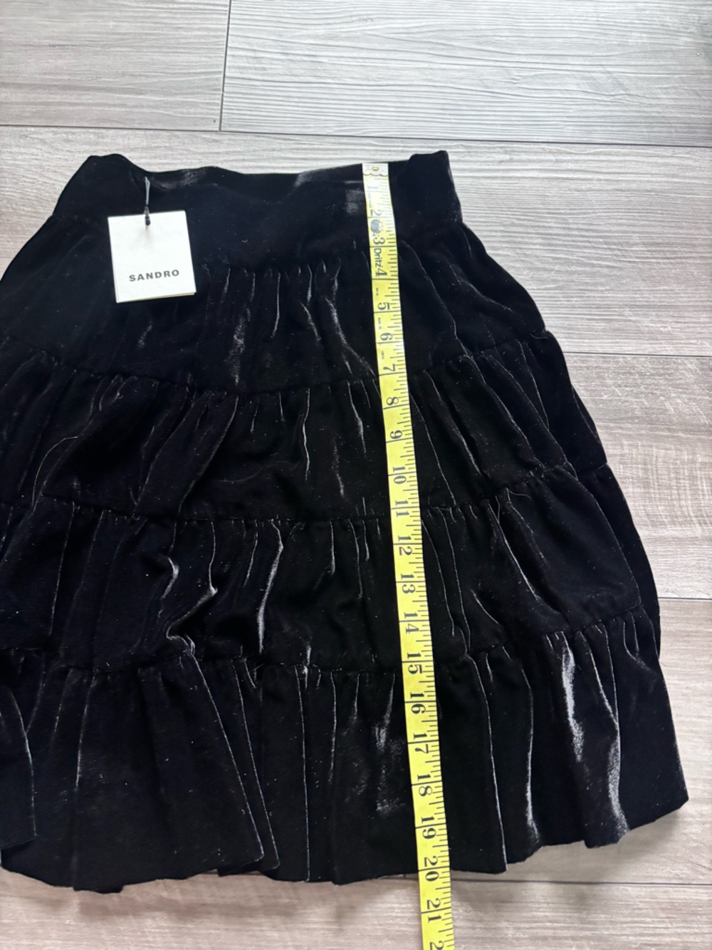 Sandro Black Velvet Tiered A-Line Mini Skirt 34 - Picture 7 of 9